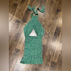 Green Polka Dot Halter Dress